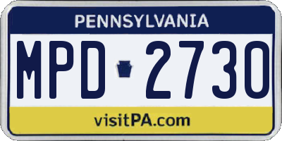 PA license plate MPD2730