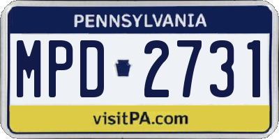PA license plate MPD2731