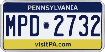 PA license plate MPD2732
