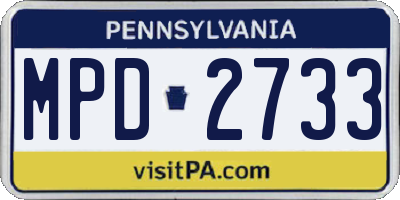PA license plate MPD2733