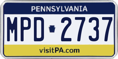PA license plate MPD2737