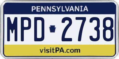 PA license plate MPD2738