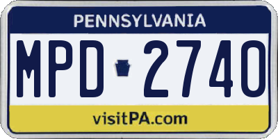 PA license plate MPD2740