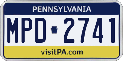 PA license plate MPD2741
