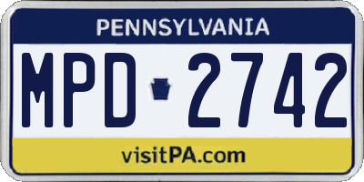 PA license plate MPD2742