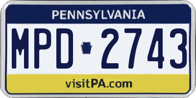 PA license plate MPD2743