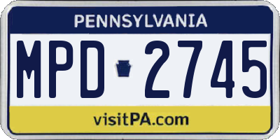 PA license plate MPD2745