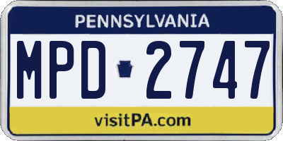 PA license plate MPD2747