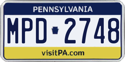 PA license plate MPD2748