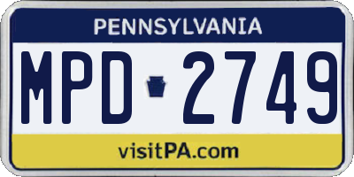 PA license plate MPD2749