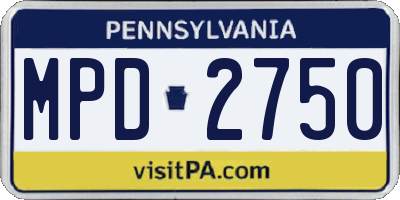 PA license plate MPD2750