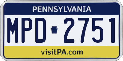 PA license plate MPD2751
