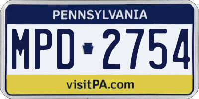 PA license plate MPD2754