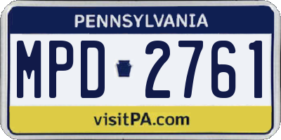 PA license plate MPD2761