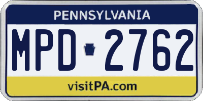 PA license plate MPD2762