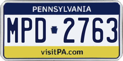 PA license plate MPD2763