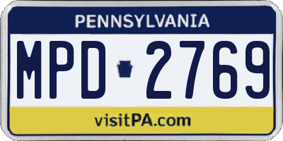 PA license plate MPD2769