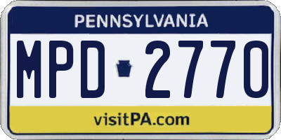 PA license plate MPD2770