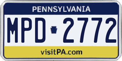 PA license plate MPD2772