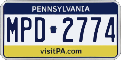 PA license plate MPD2774