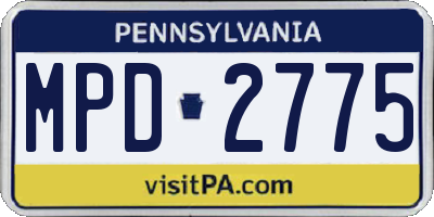 PA license plate MPD2775