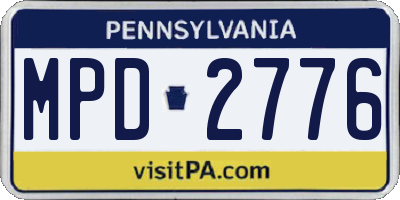PA license plate MPD2776