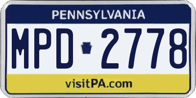 PA license plate MPD2778