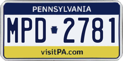 PA license plate MPD2781