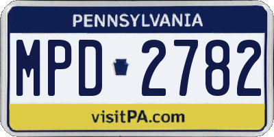PA license plate MPD2782