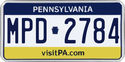 PA license plate MPD2784