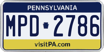 PA license plate MPD2786
