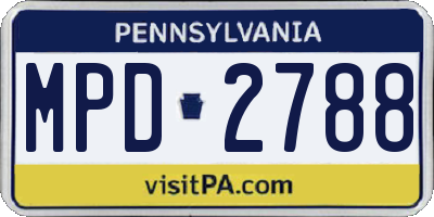 PA license plate MPD2788