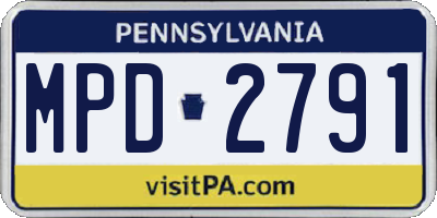 PA license plate MPD2791