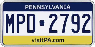 PA license plate MPD2792