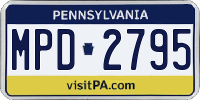 PA license plate MPD2795