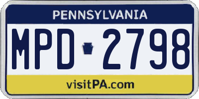 PA license plate MPD2798