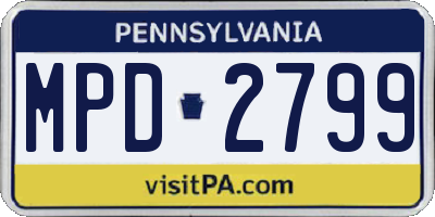 PA license plate MPD2799