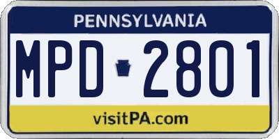 PA license plate MPD2801