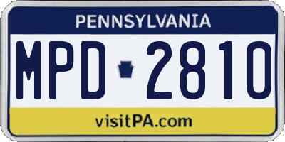 PA license plate MPD2810
