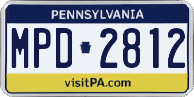 PA license plate MPD2812