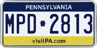 PA license plate MPD2813