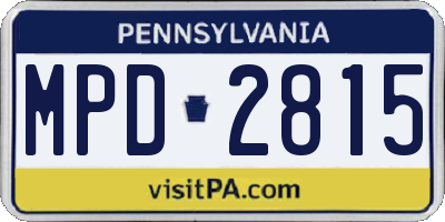 PA license plate MPD2815