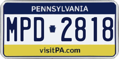 PA license plate MPD2818