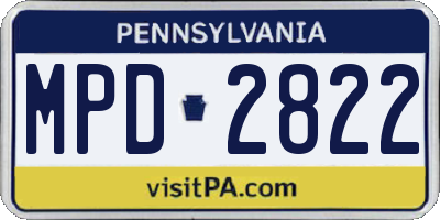 PA license plate MPD2822