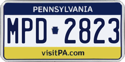 PA license plate MPD2823