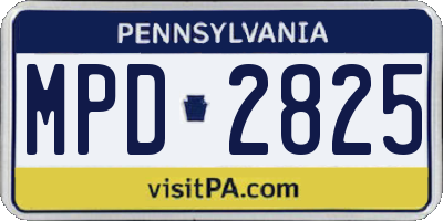 PA license plate MPD2825