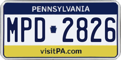 PA license plate MPD2826