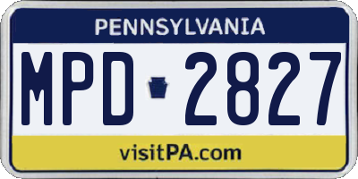 PA license plate MPD2827