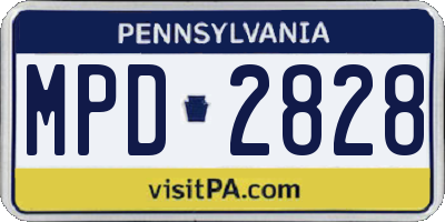PA license plate MPD2828
