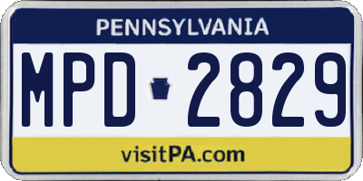 PA license plate MPD2829